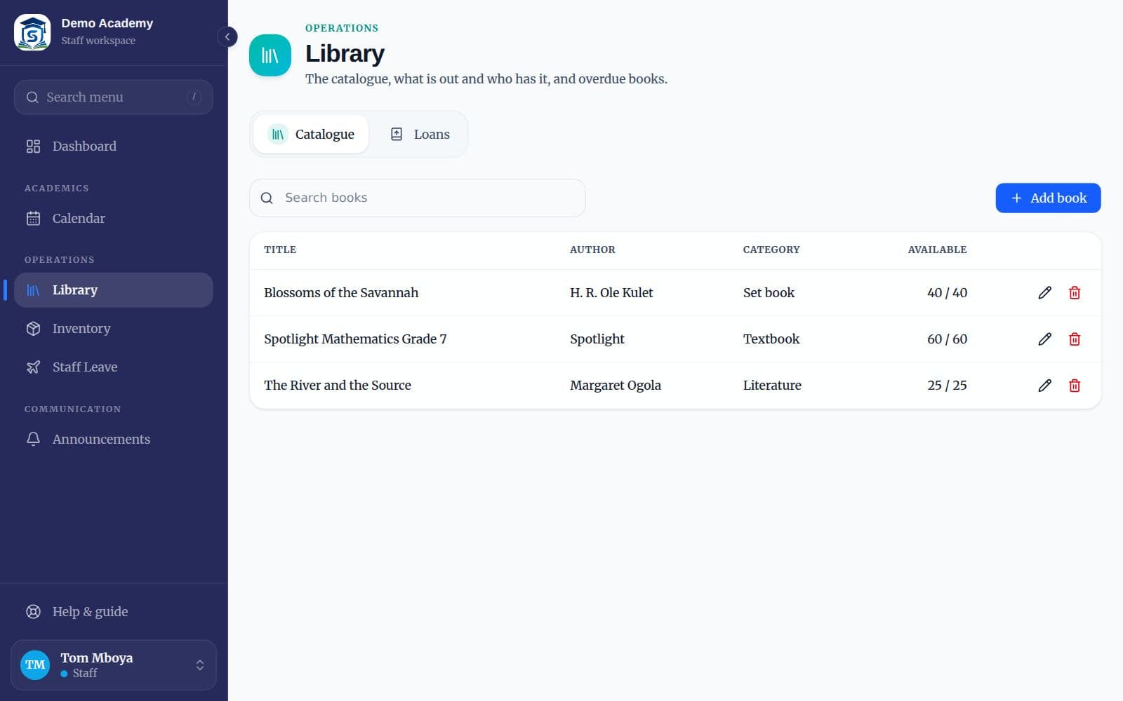 The library catalogue