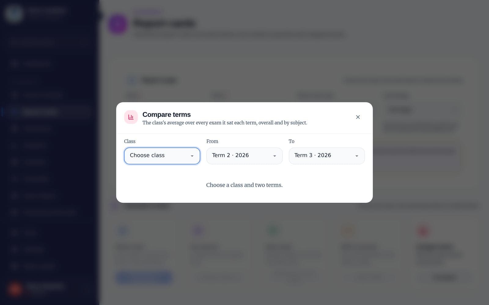 The Compare terms dialog